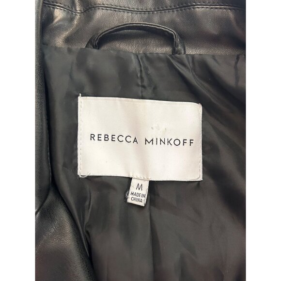 Rebecca Minkoff Womens Black Faux Leather Blazer Jacket Medium - Picture 5 of 6